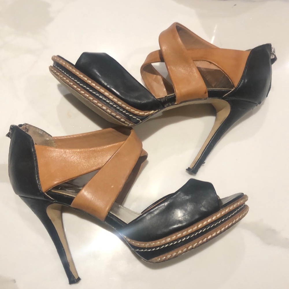 White House Black Market Black and Tan Heels